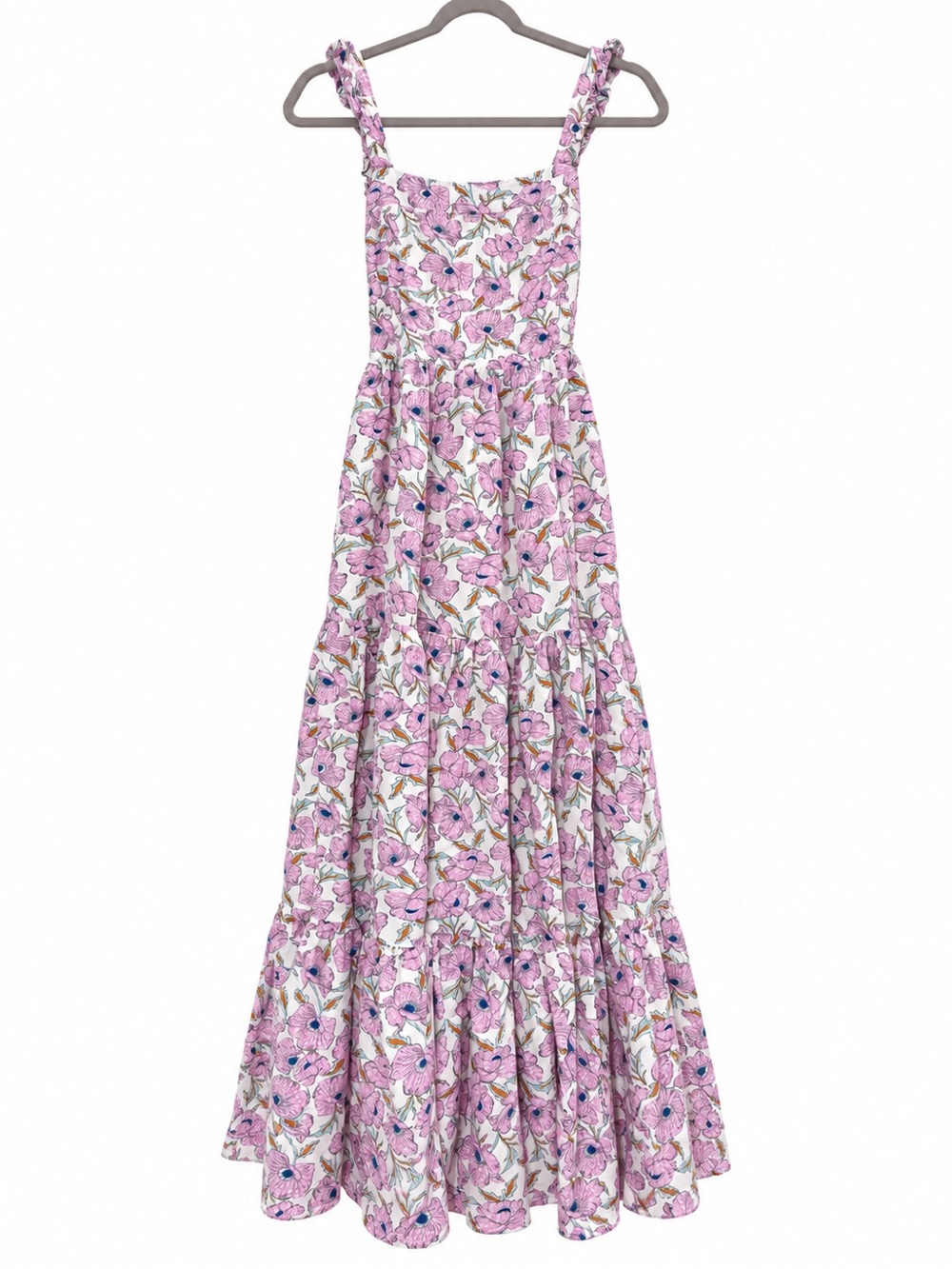 Haute Hippie Floral Maxi Dress Size S Pink Purple Tiered Boho Summer Dress